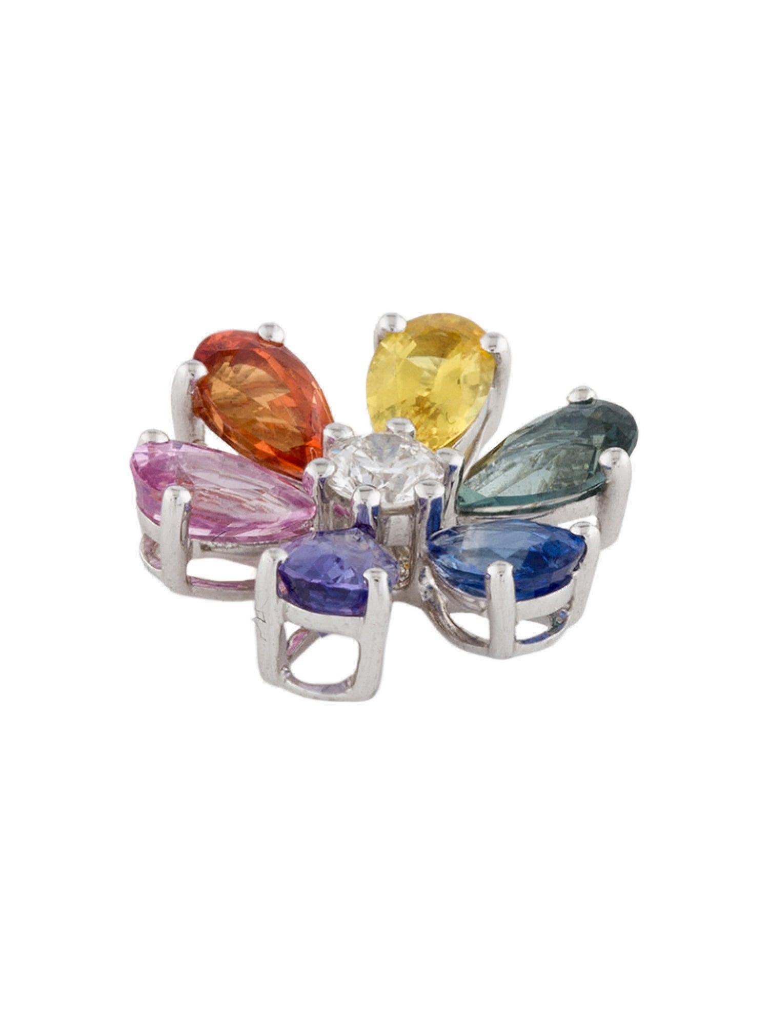 Pendant 18K 1.26ctw Sapphire & Diamond Rainbow Flower
