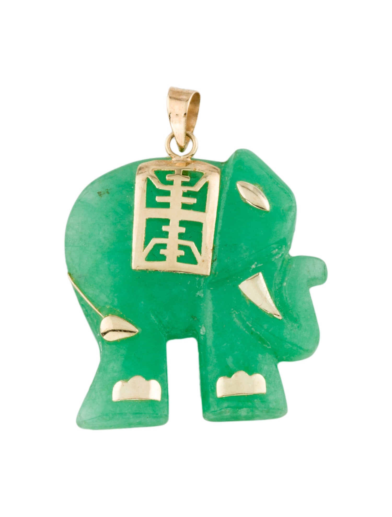 Pendant 14K Dyed Jadeite Lucky Elephant