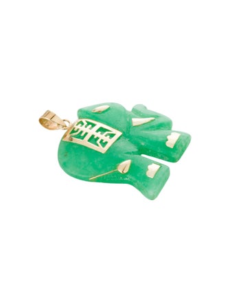 Pendant 14K Dyed Jadeite Lucky Elephant Pendant