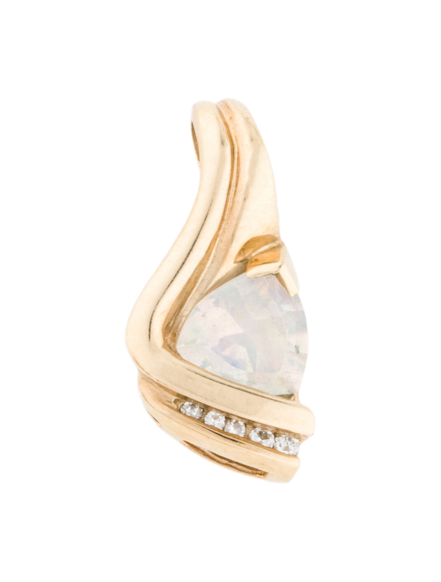 Pendant 10K 1.30ct Opal & Diamond