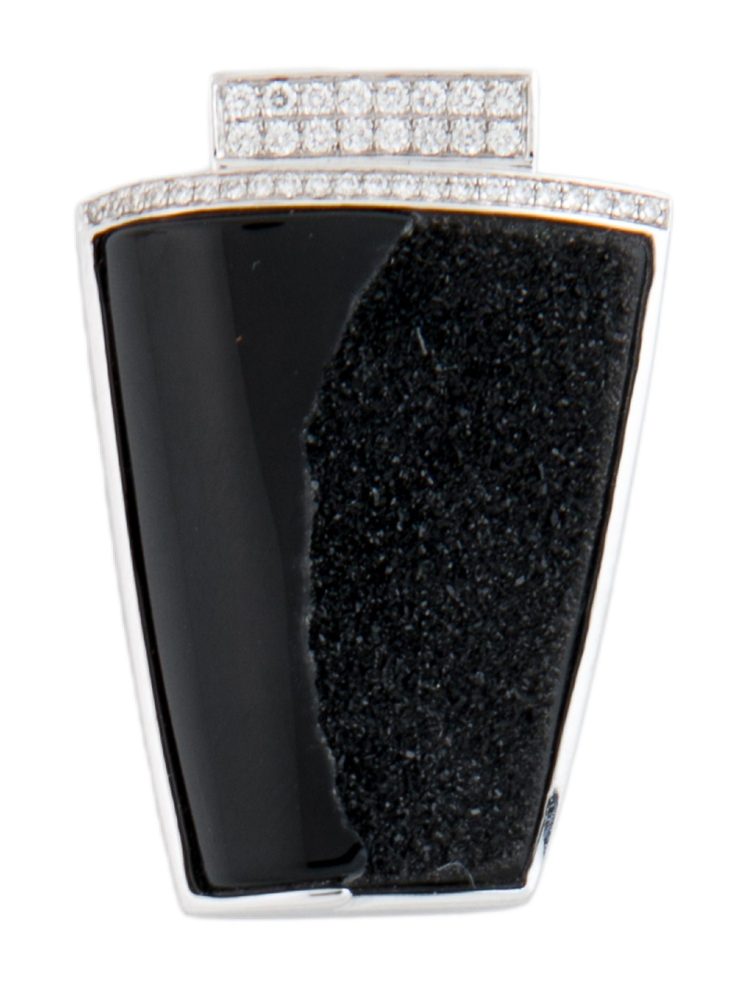 Pendant 14K Onyx Druzy & Diamond