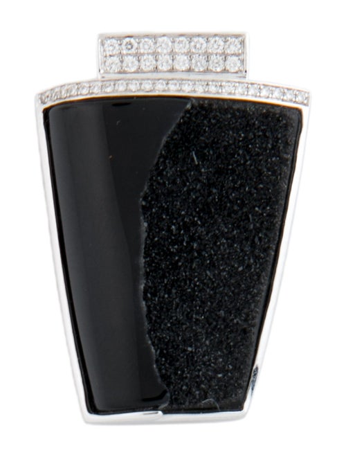 Pendant 14K Onyx Druzy & Diamond Pendant