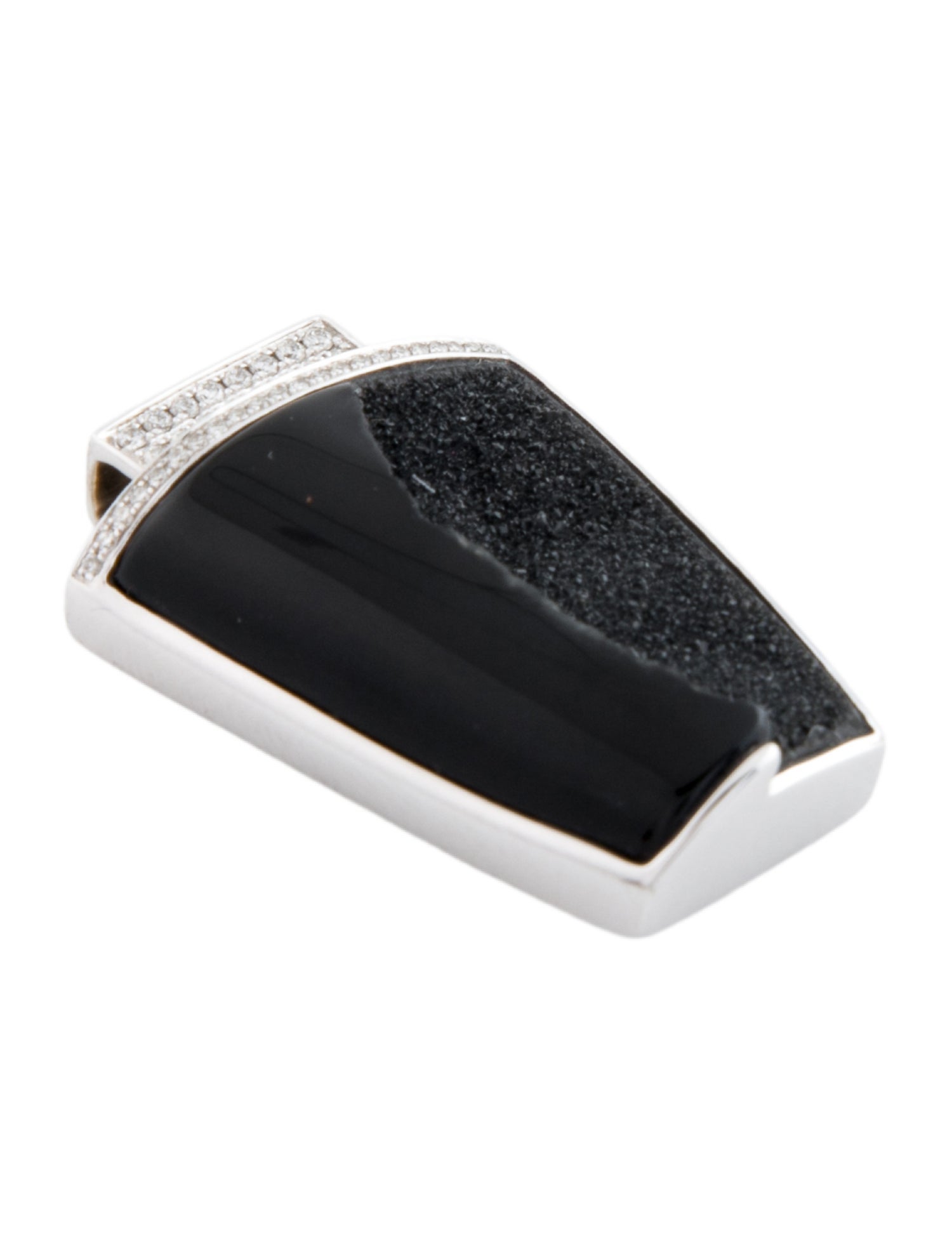 Pendant 14K Onyx Druzy & Diamond