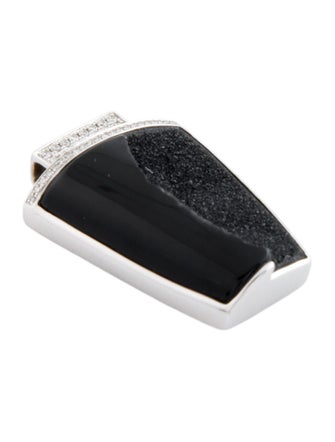 Pendant 14K Onyx Druzy & Diamond Pendant