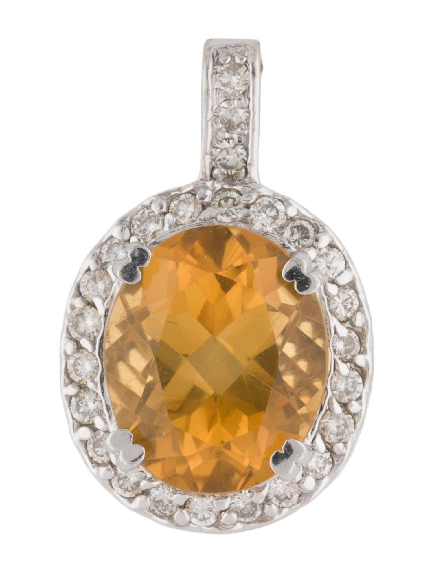 Pendant 14K 11.10ct Citrine & Diamond