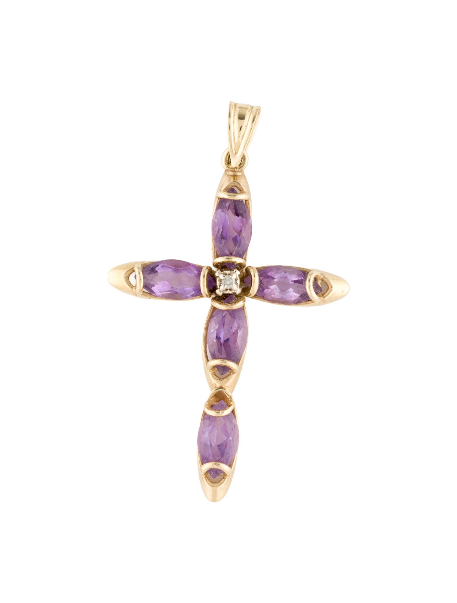 Pendant 14K Amethyst & Diamond Cross