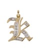 Pendant 14K Diamond Gothic K Letter Pendant