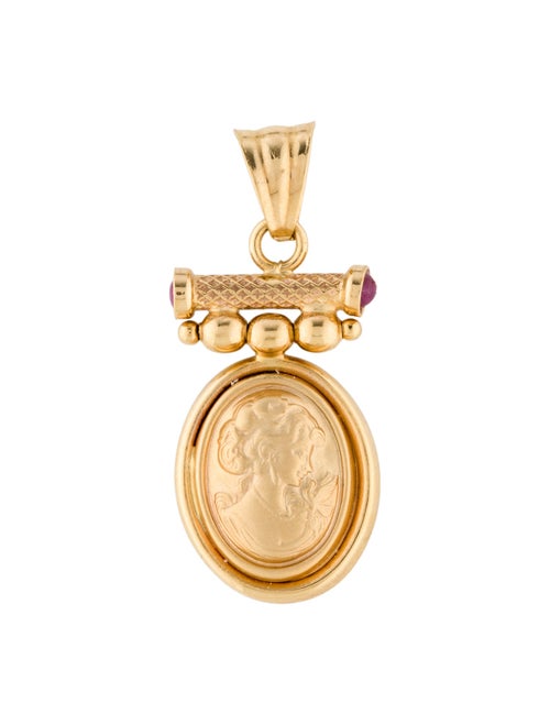 Pendant 14K Ruby Accented Cameo Pendant