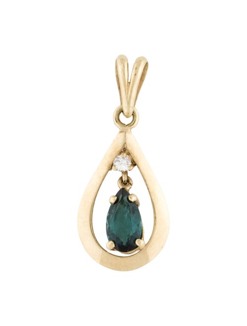 Pendant 14K Tourmaline & Diamond Dangle Pendant