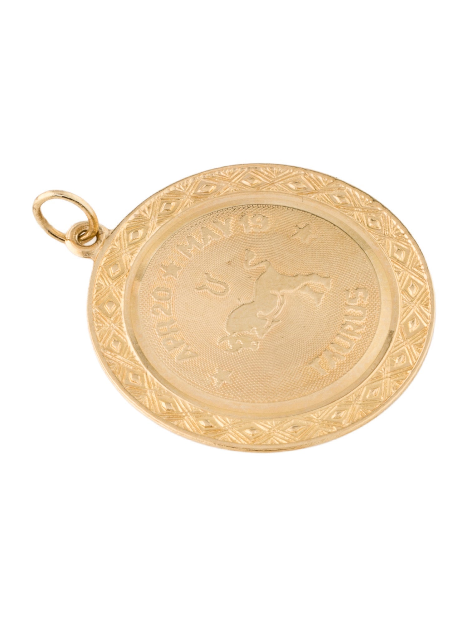 Pendant 14K Zodiac Taurus Round Disc Pendant