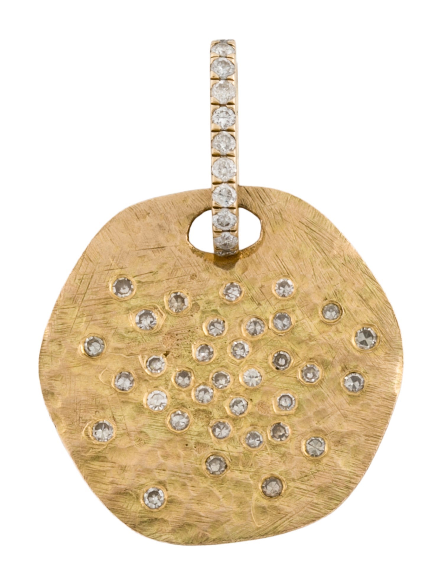 Pendant 14K Diamond Textured Disc