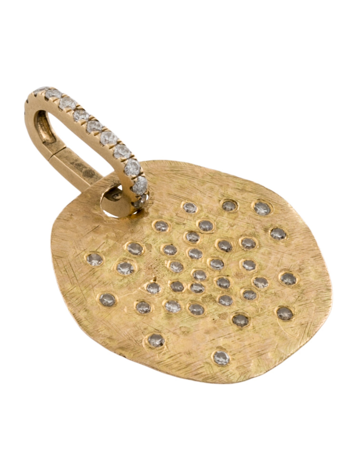Pendant 14K Diamond Textured Disc