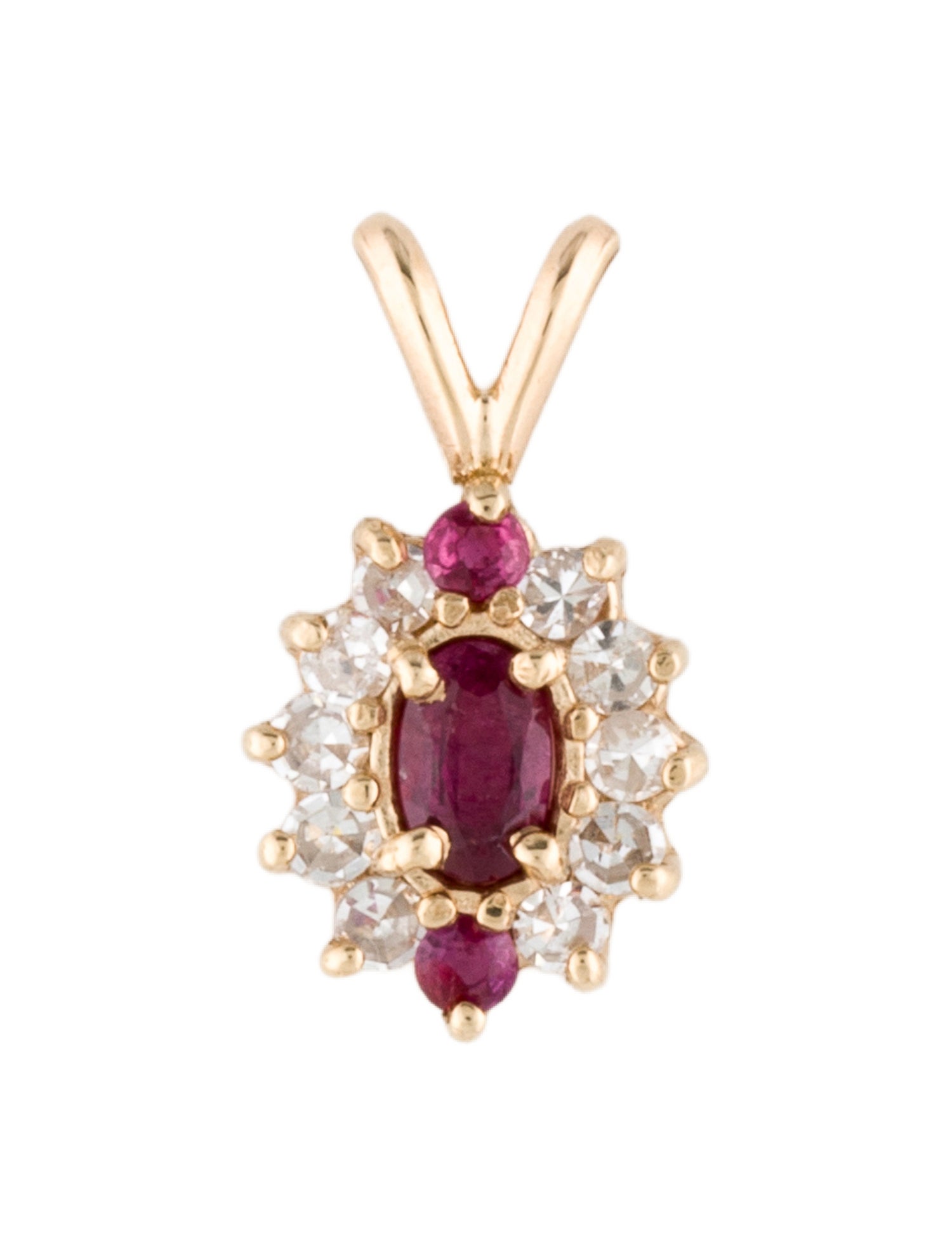 Pendant 14K Ruby & Diamond Pendant Necklace