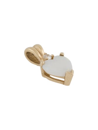 Pendant 14K Opal Heart & Diamond Pendant