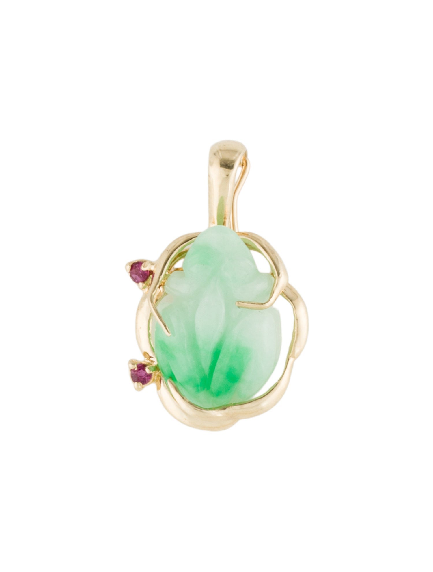 Pendant 14K Jadeite &Ruby Amphibian