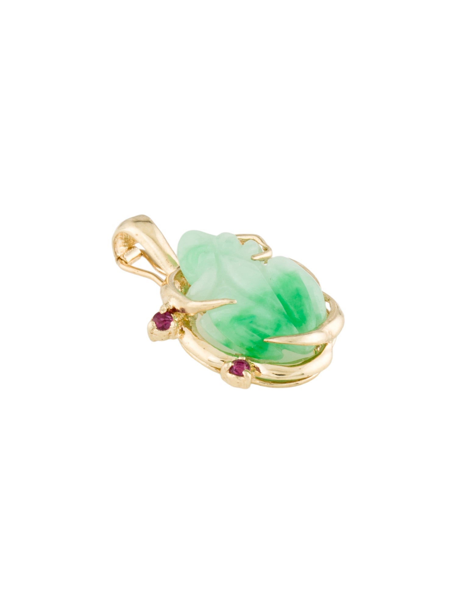Pendant 14K Jadeite &Ruby Amphibian