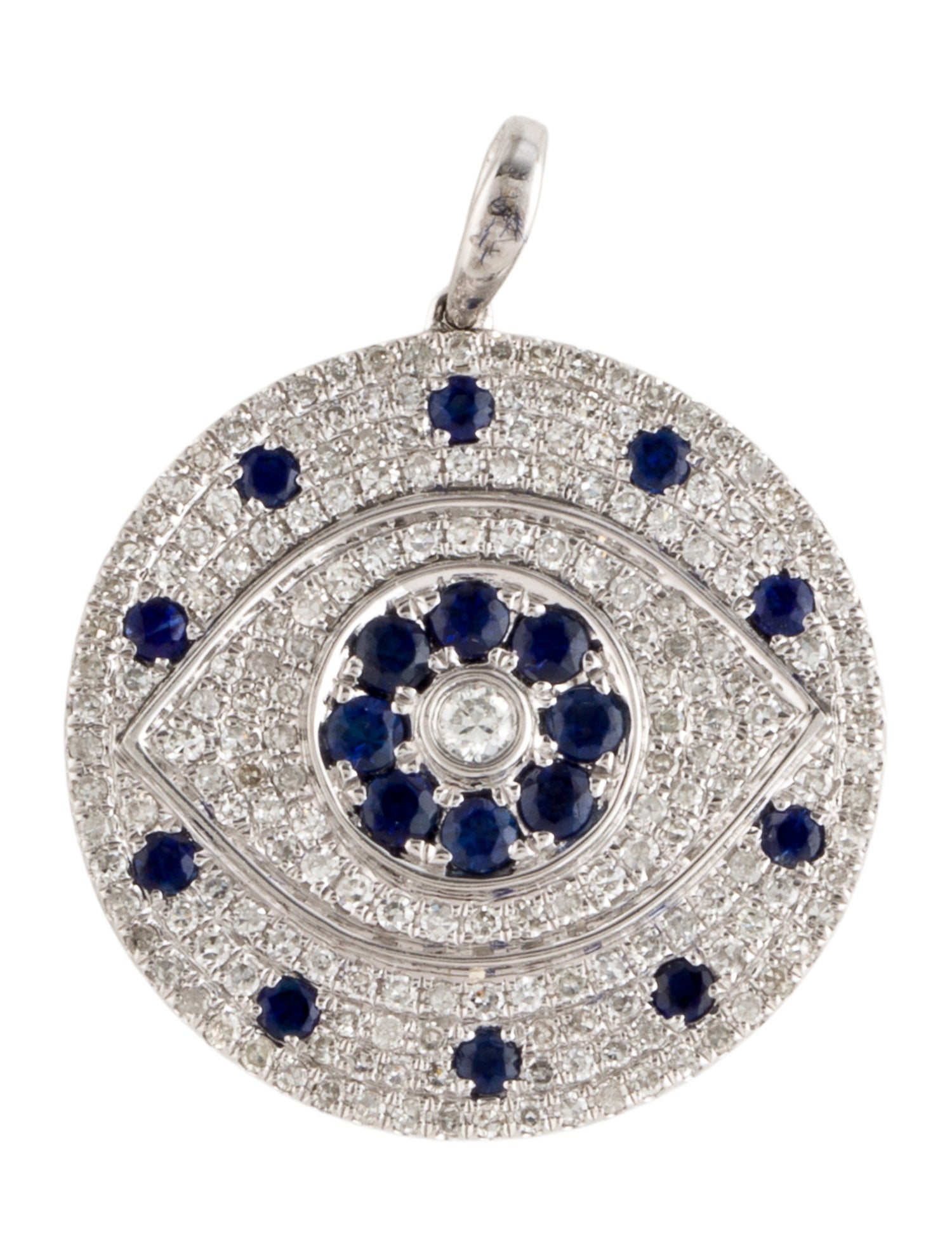 Pendant 14K Sapphire & Diamond Round Pendant