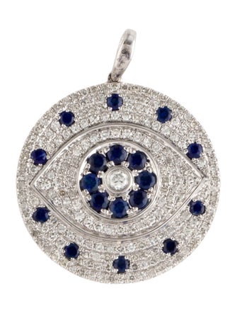 Pendant 14K Sapphire & Diamond Round Pendant