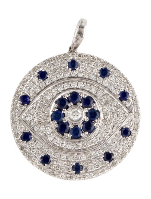 Pendant 14K Sapphire & Diamond Round Pendant
