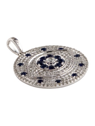 Pendant 14K Sapphire & Diamond Round Pendant