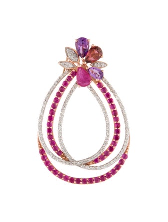 Pendant 14K Diamond & Multistone Pendant