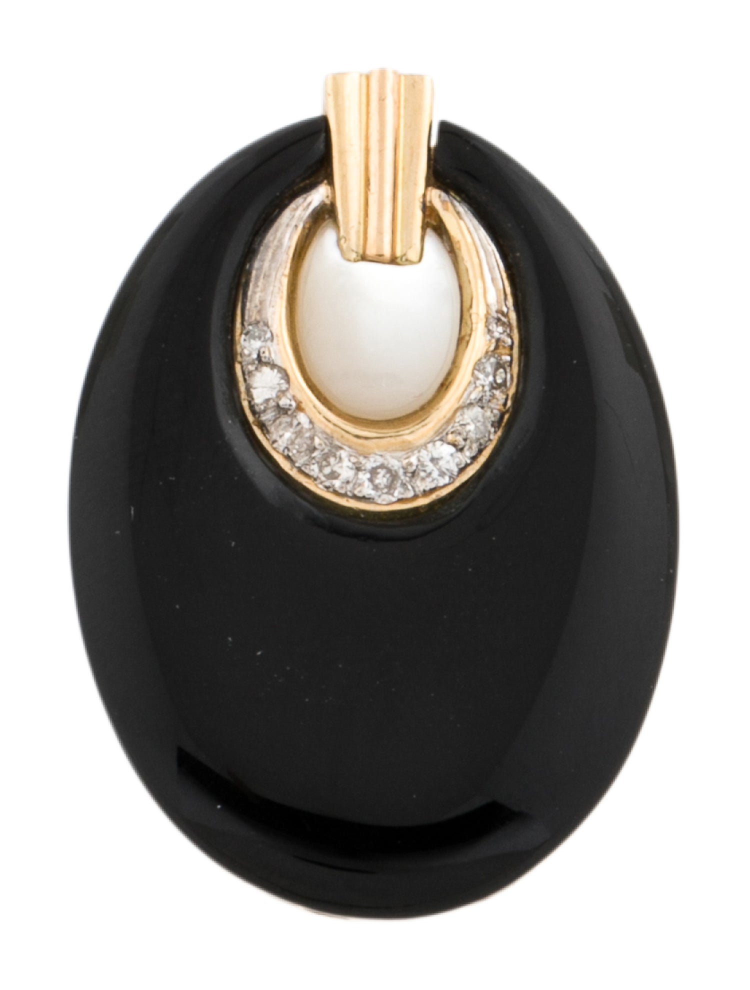 Pendant 14K Mother of Pearl, Onyx & Diamond
