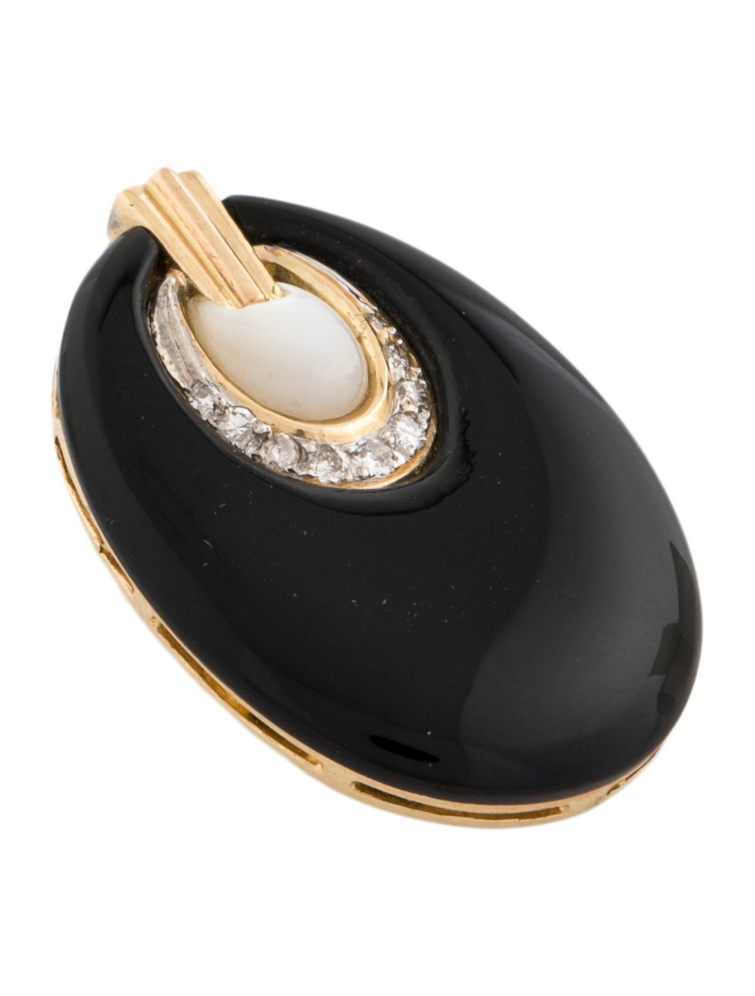 Pendant 14K Mother of Pearl, Onyx & Diamond