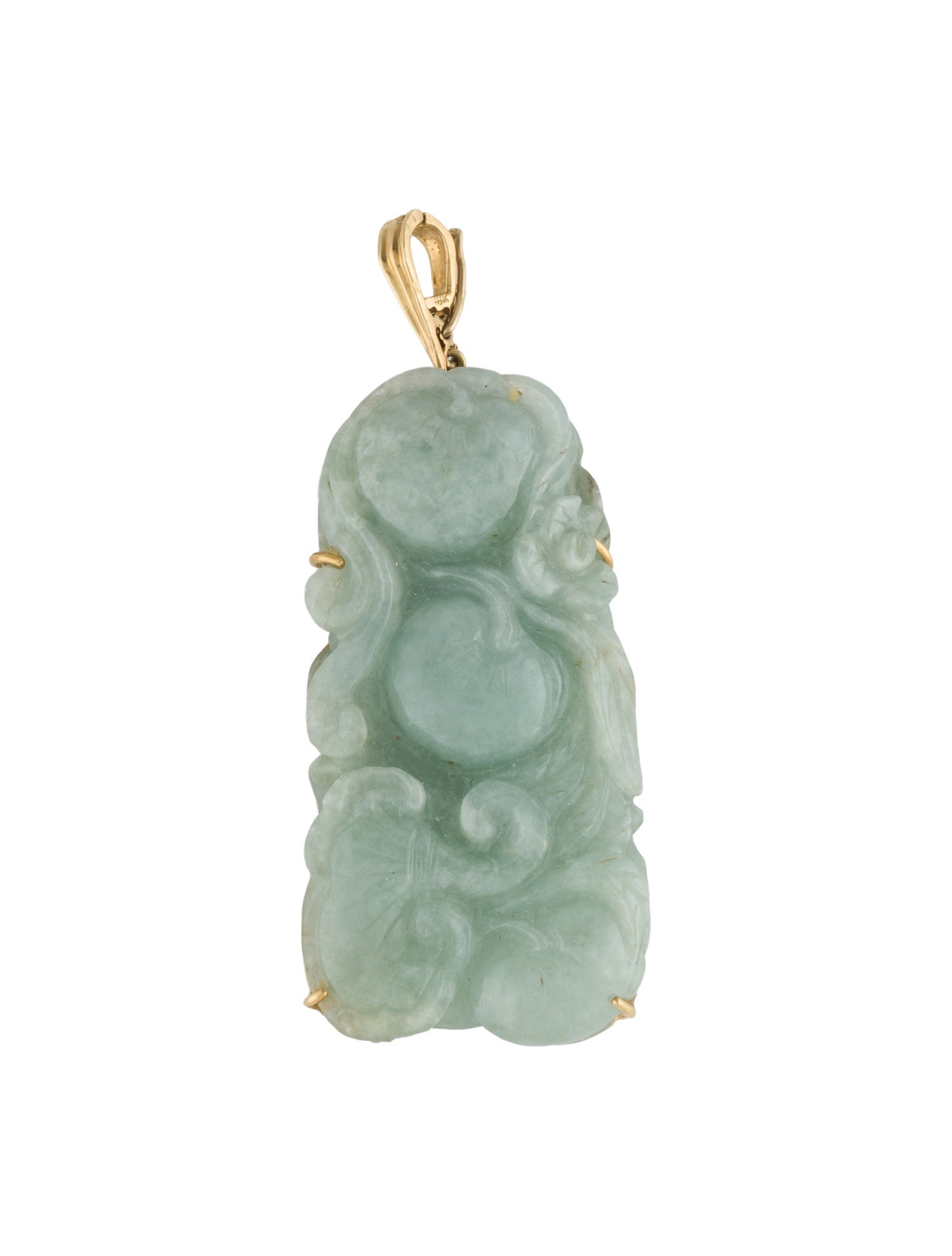 Pendant 18K Carved Jadeite Floral Pendant Enhancer