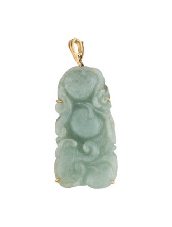Pendant 18K Carved Jadeite Floral Pendant Enhancer