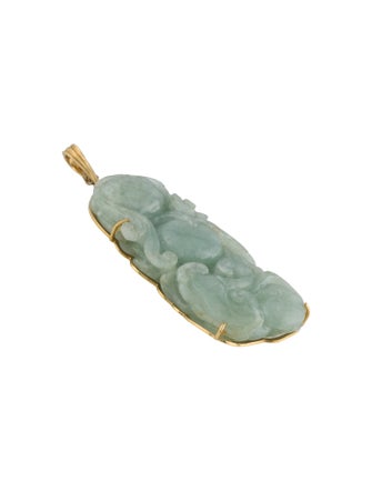 Pendant 18K Carved Jadeite Floral Pendant Enhancer