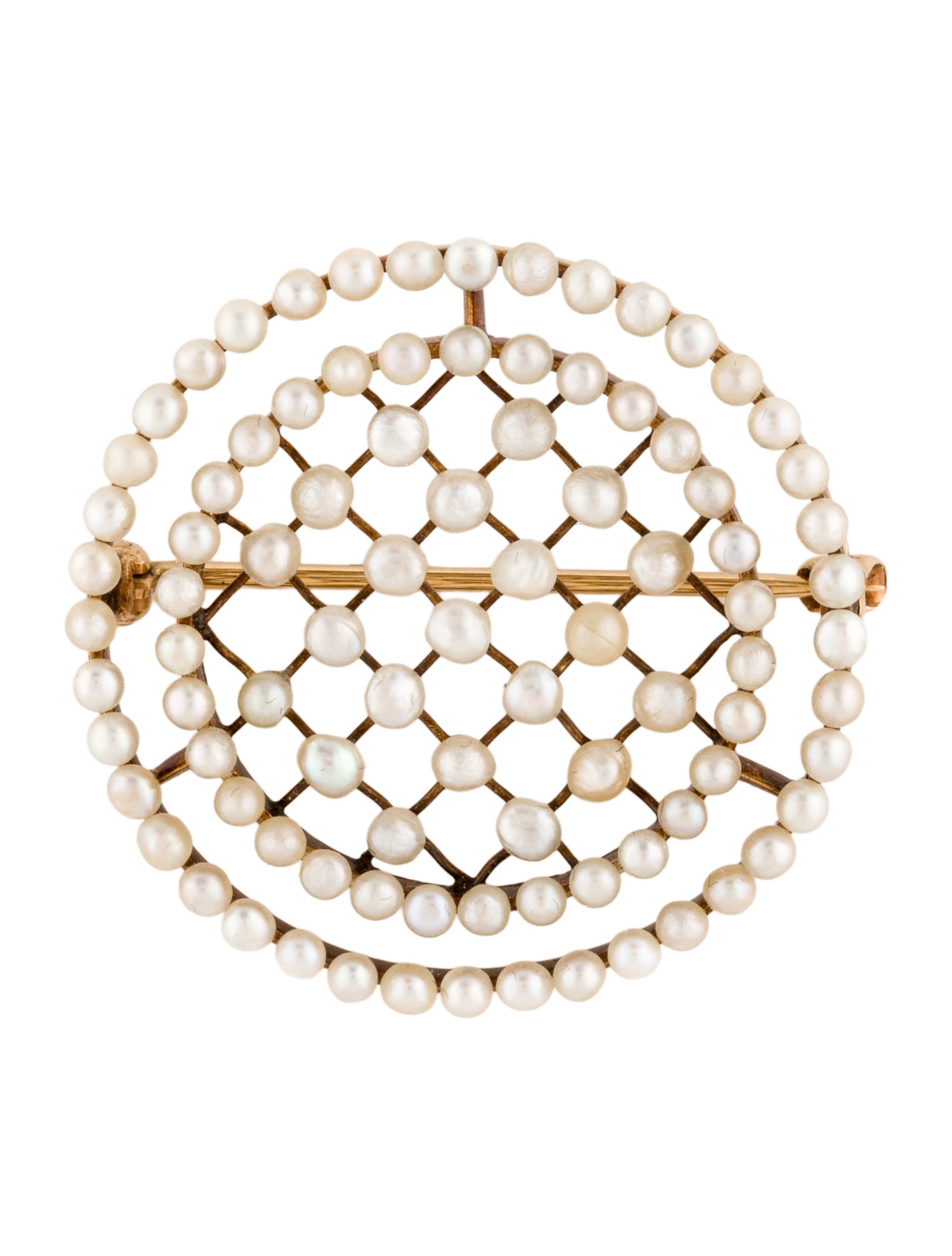 Pendant Vintage 14K Pearl Circle Brooch