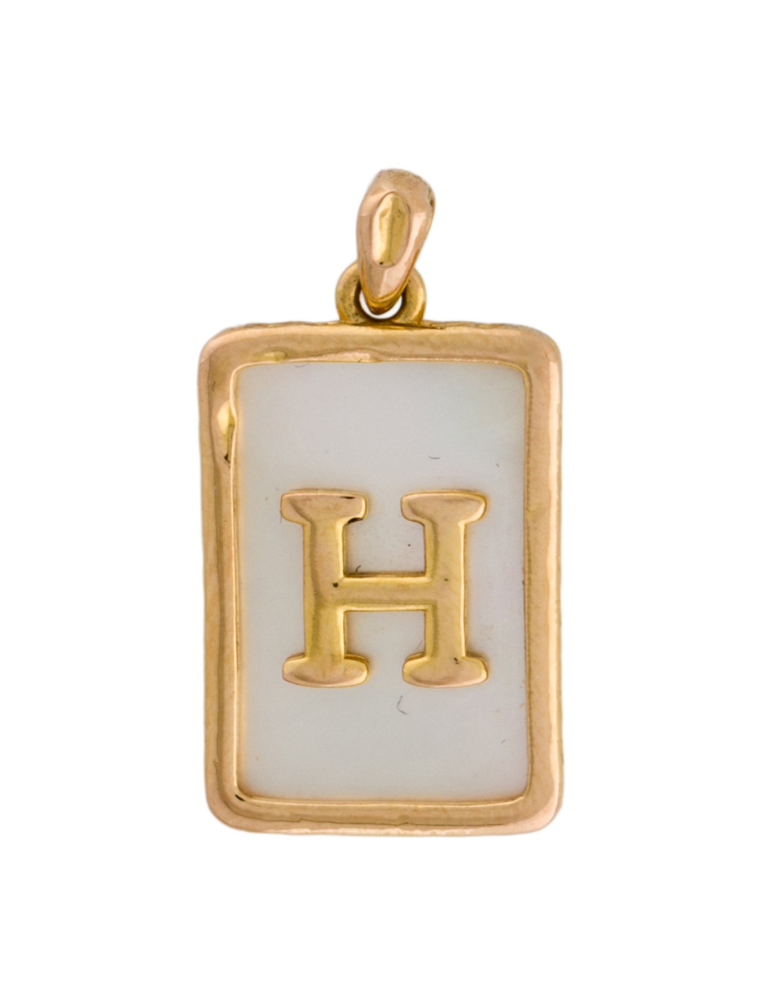 Pendant 18K Mother of Pearl Initial 'H'