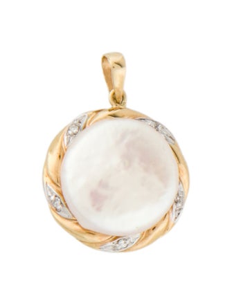 Pendant 14K Cultured Pearl & Diamond Pendant