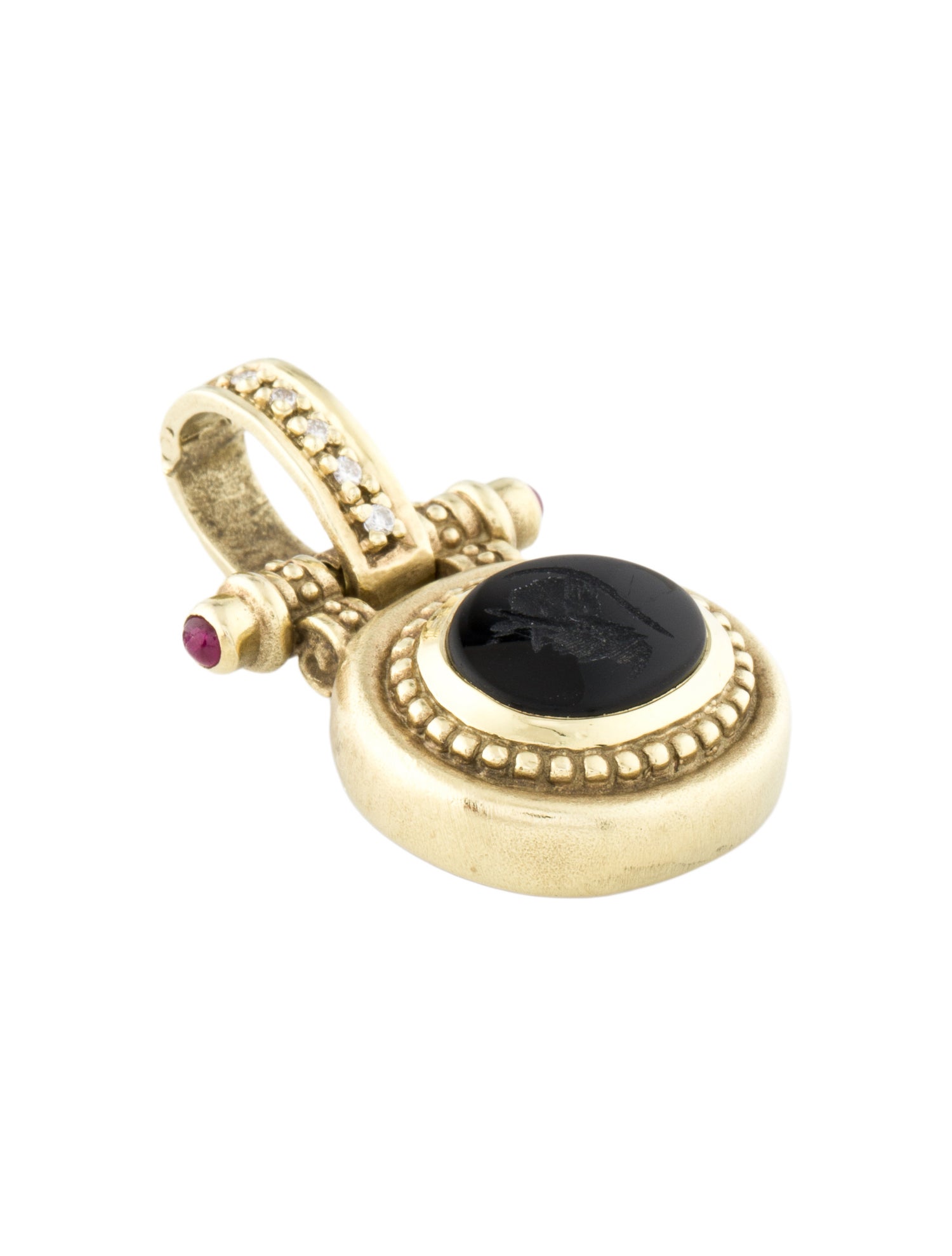 Pendant 14K Ruby, Onyx & Diamond Intaglio