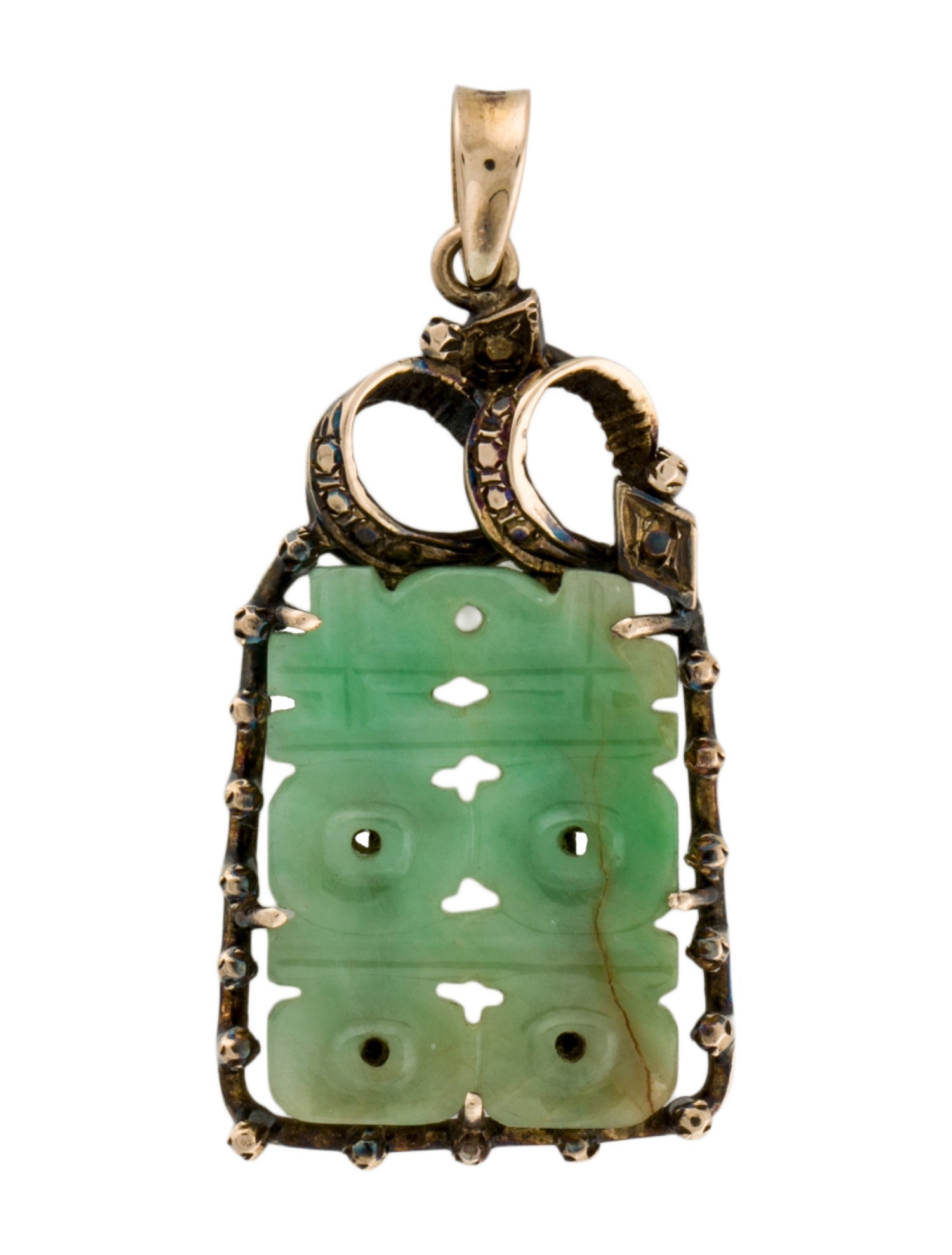 Pendant 14K Jadeite Double Happiness