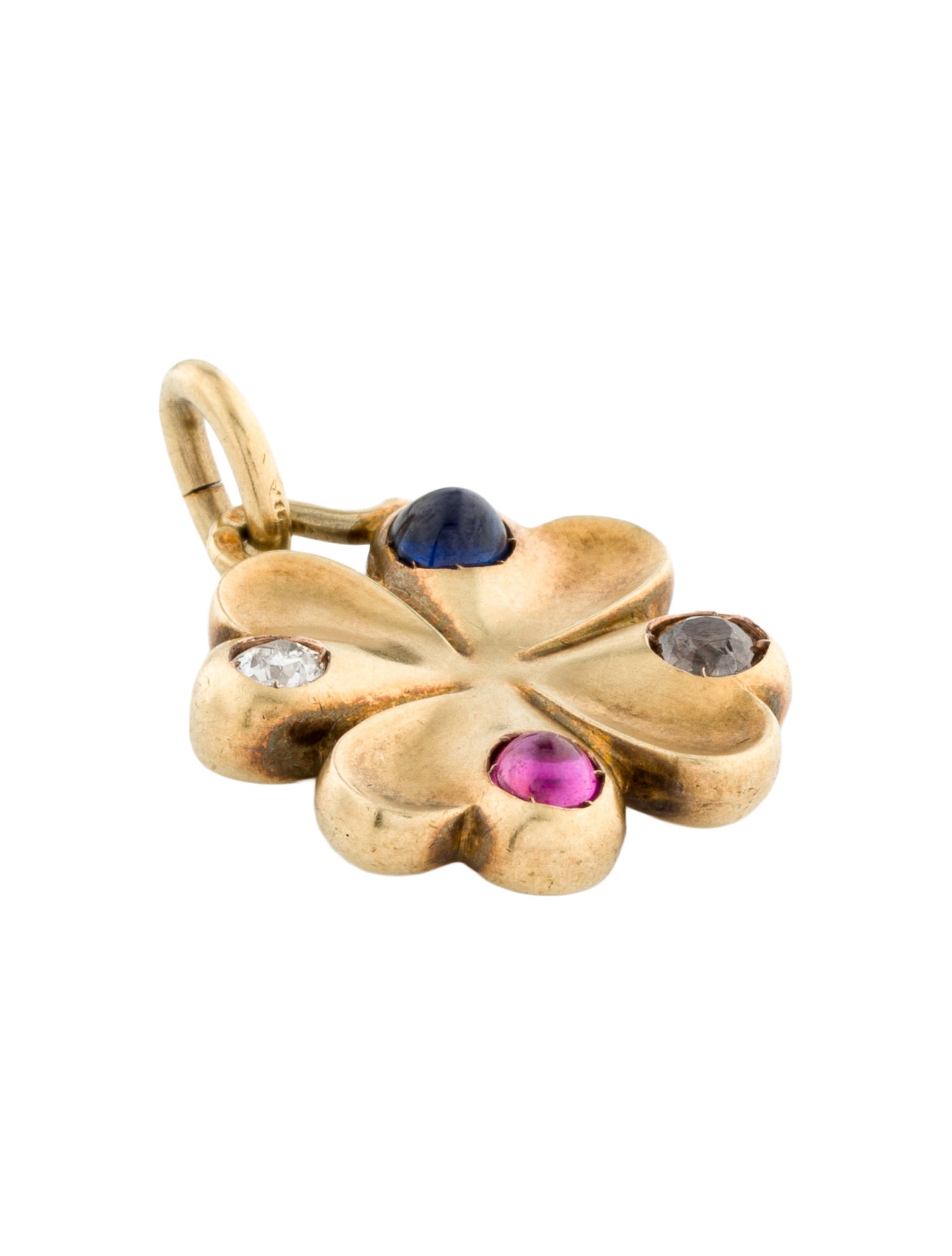 Pendant 18K Diamond, Ruby, & Sapphire Clover
