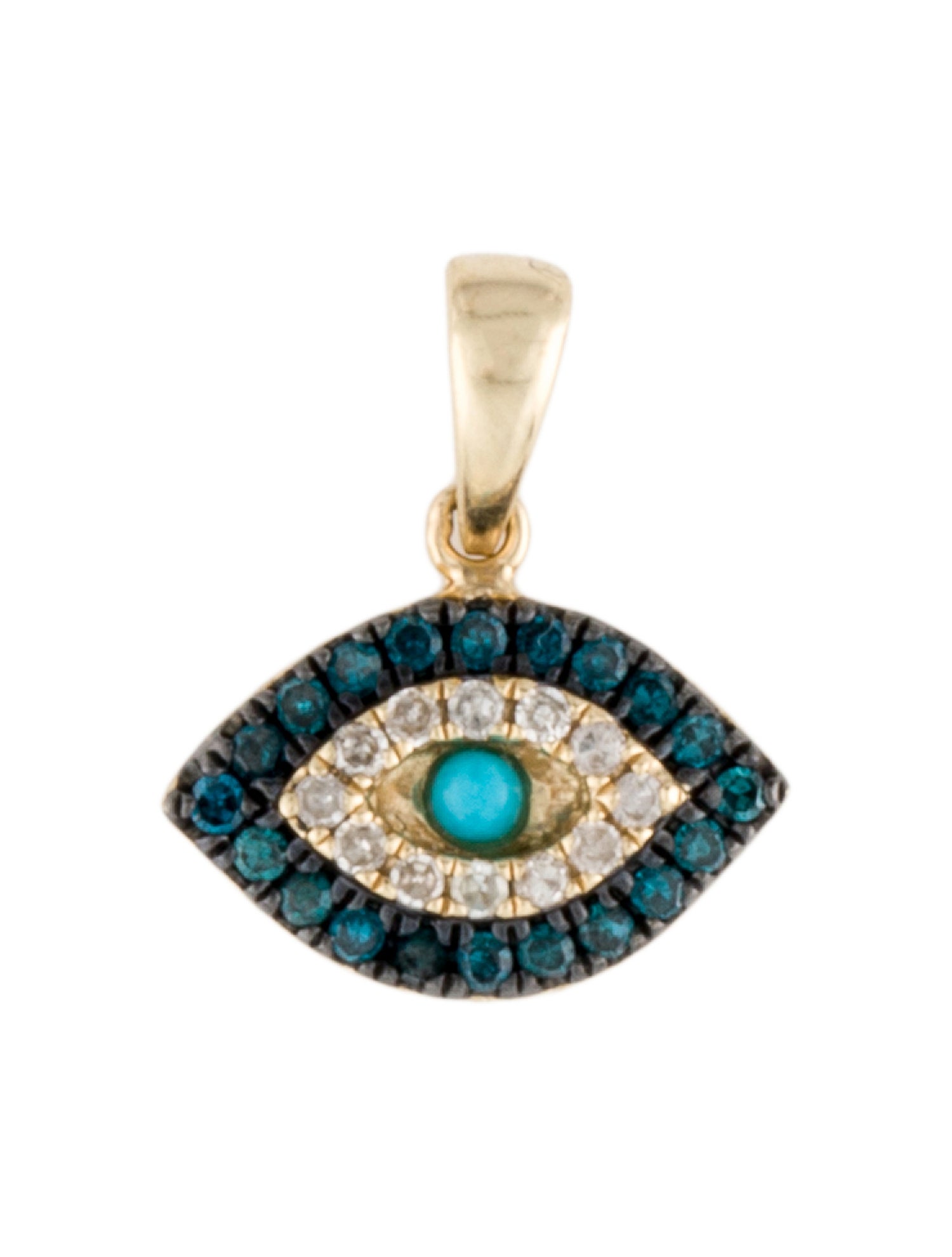 Pendant 14K Turquoise & Diamond Evil Eye