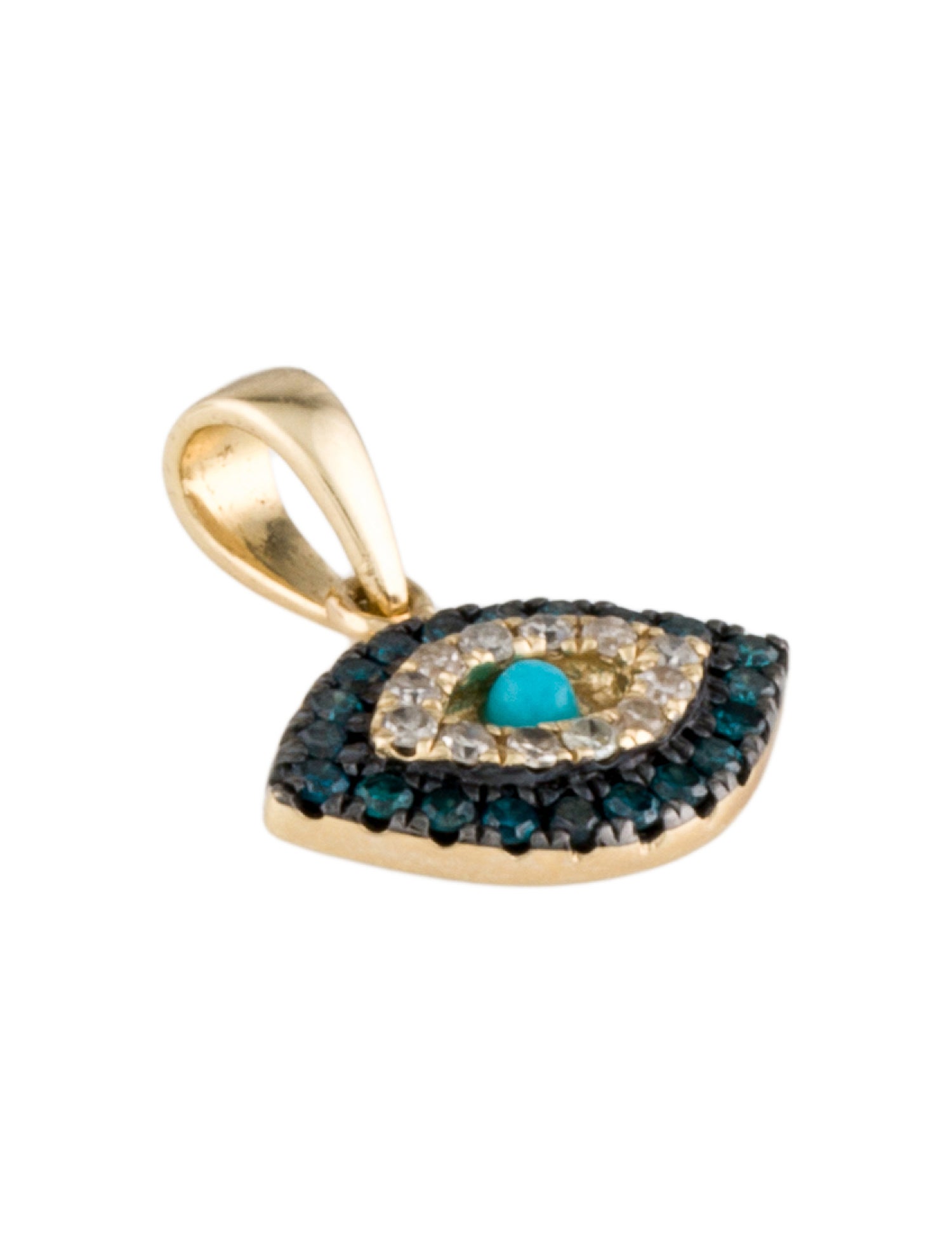 Pendant 14K Turquoise & Diamond Evil Eye