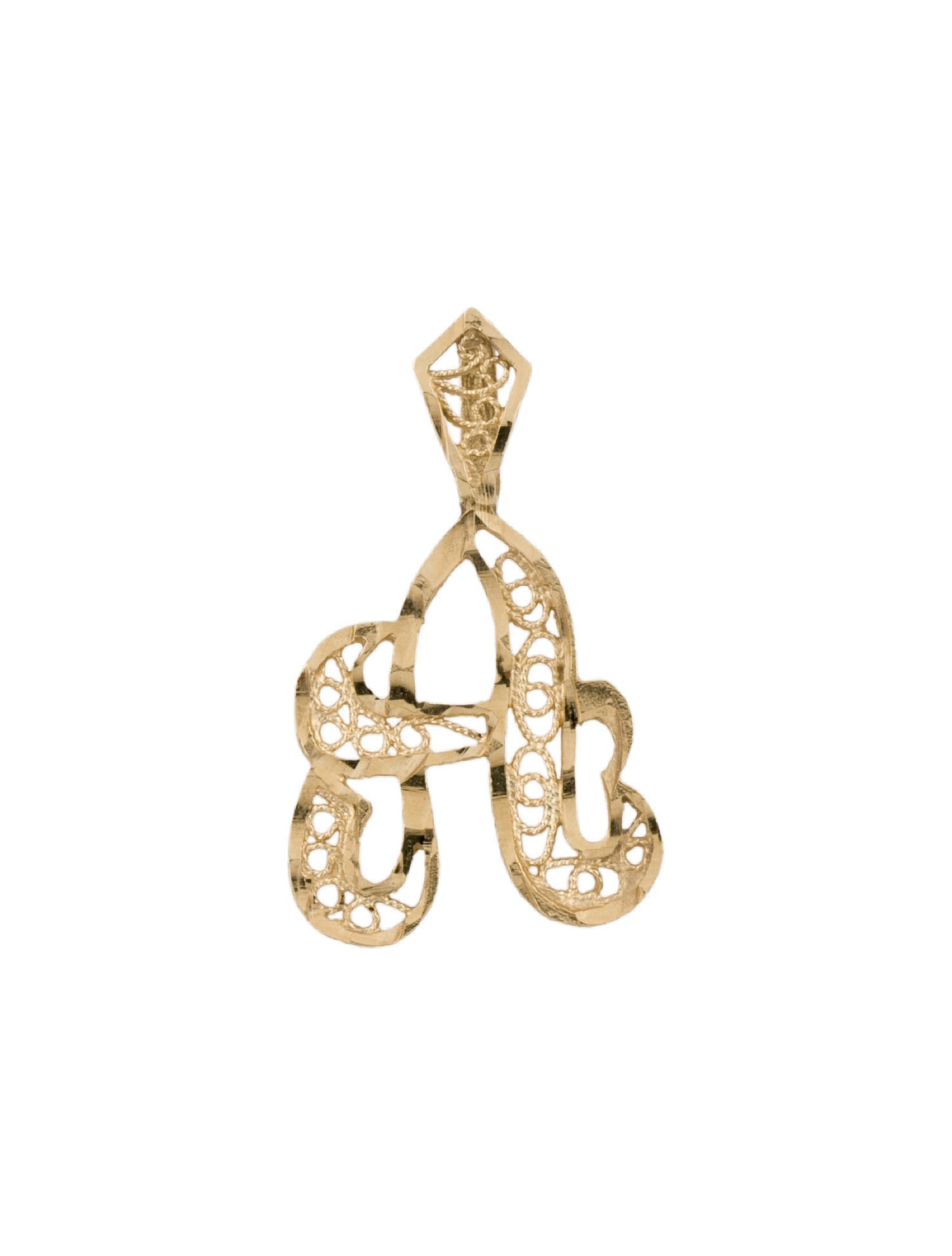 Pendant 14K Initial 'A' Filigree