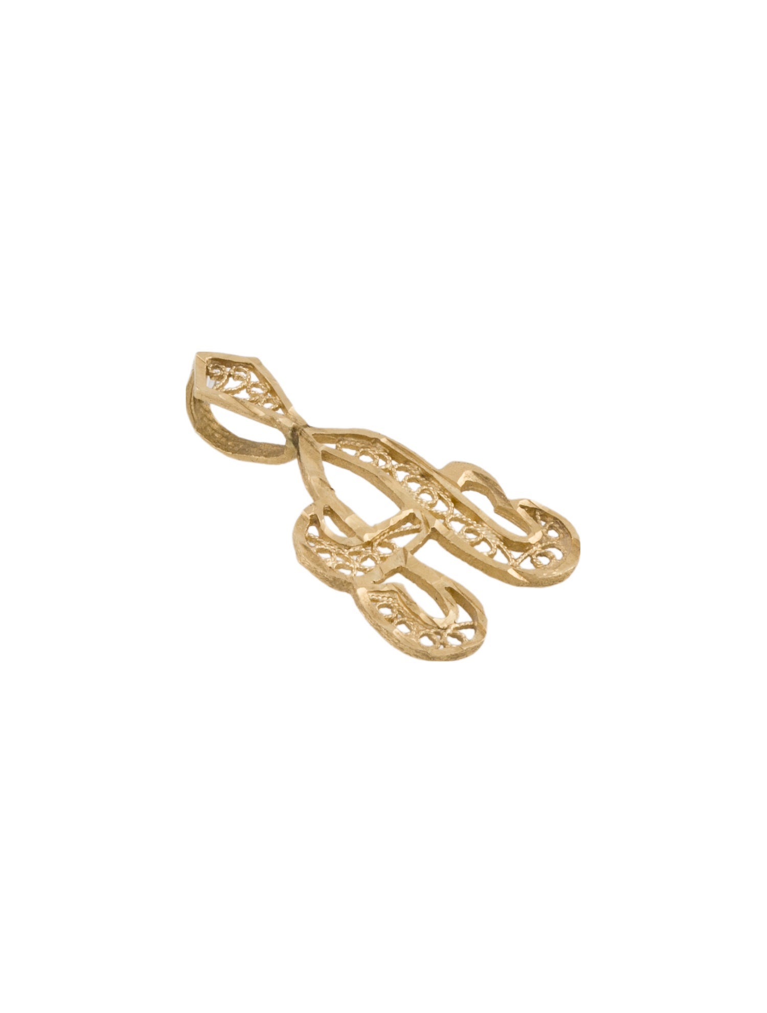 Pendant 14K Initial 'A' Filigree