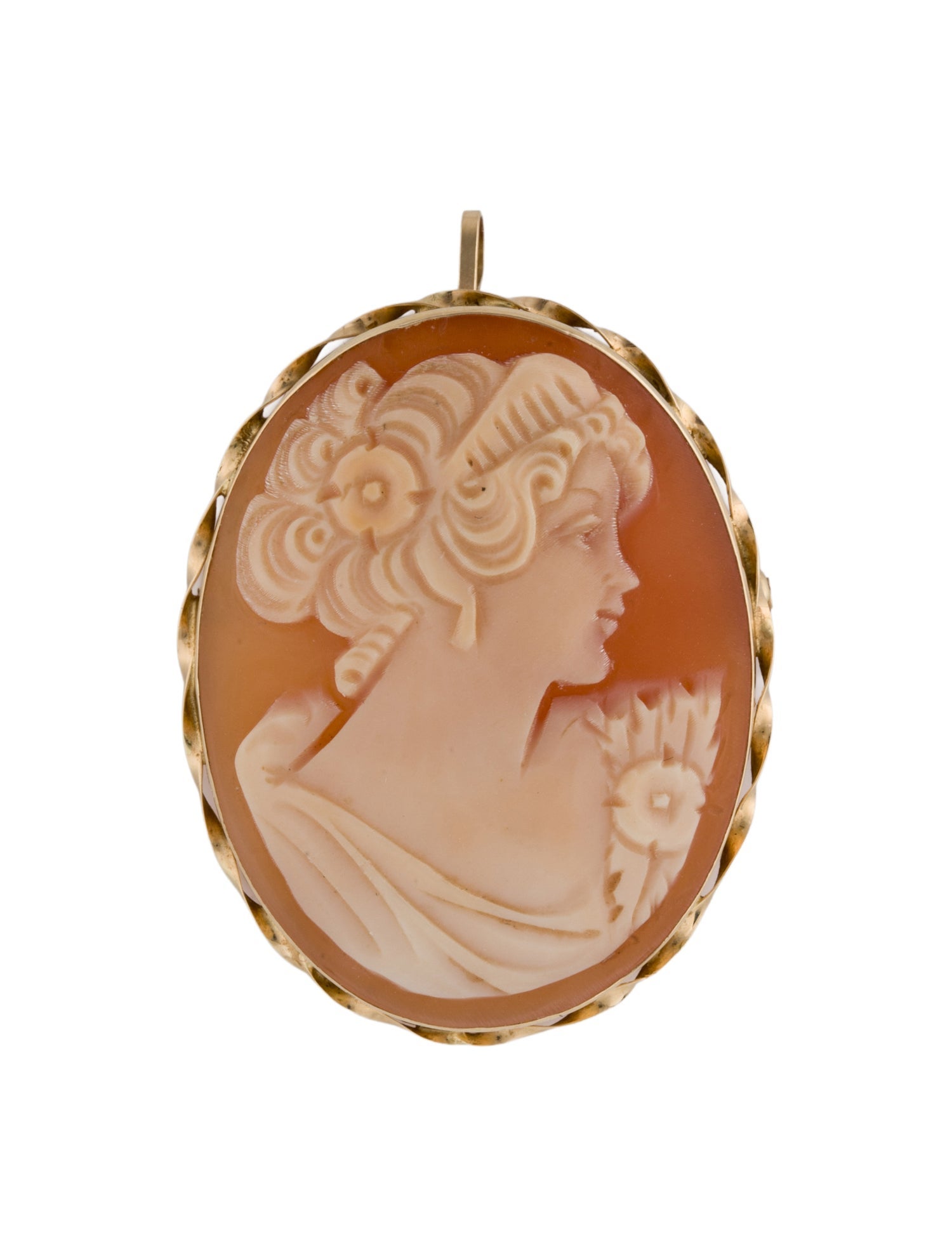 Pendant 14K Shell Cameo Brooch