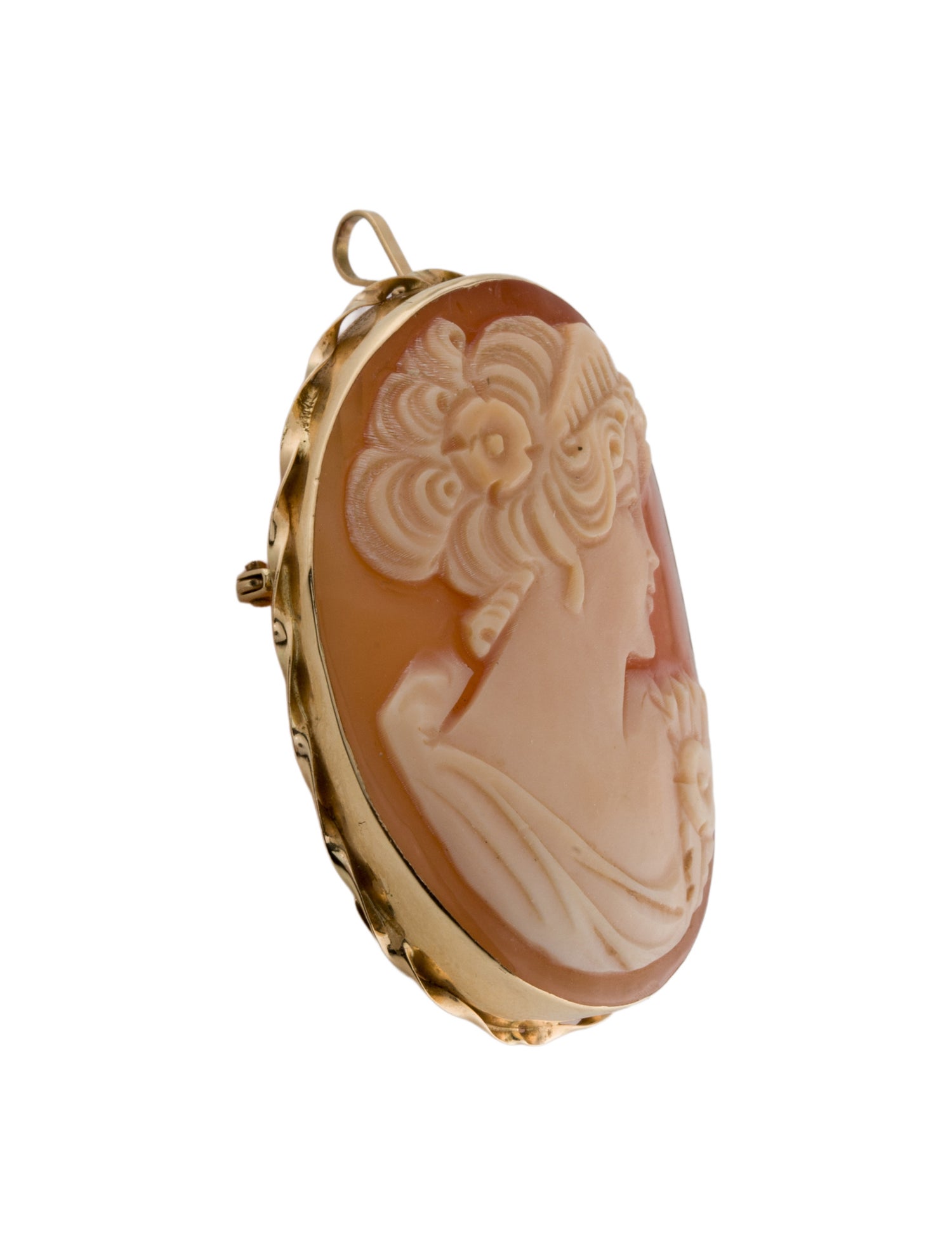 Pendant 14K Shell Cameo Brooch
