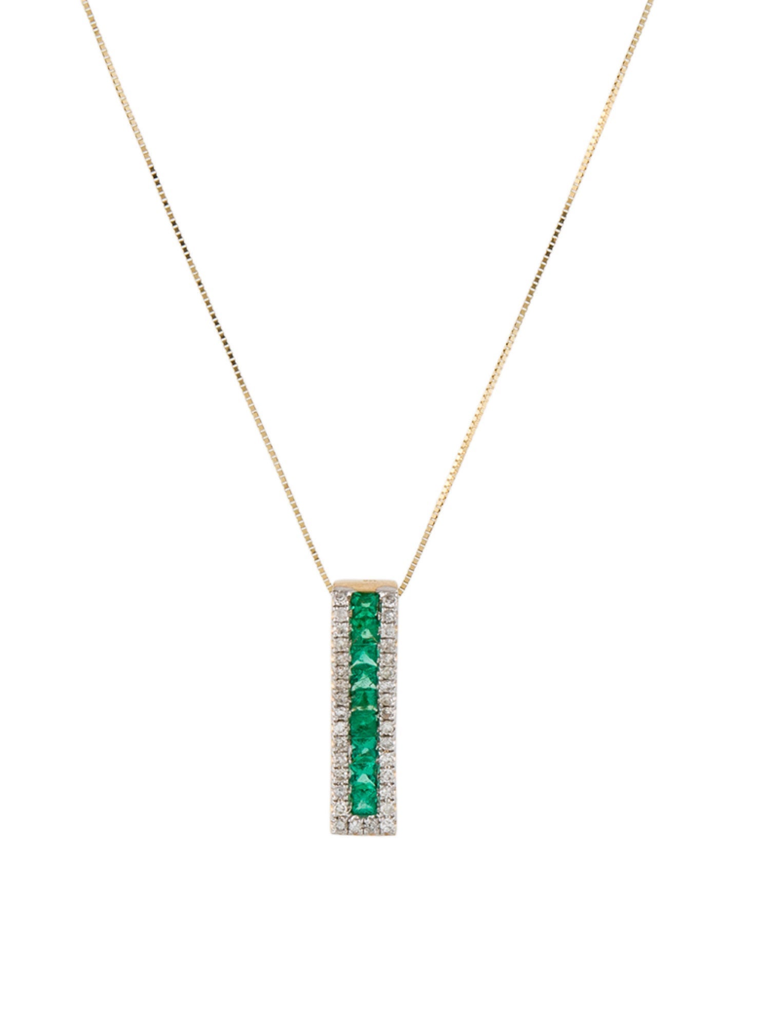 Pendant 14K Emerald & Diamond Necklace