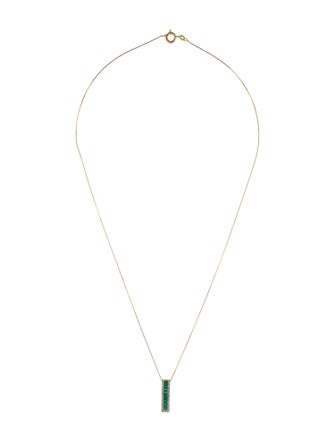 Pendant 14K Emerald & Diamond Pendant Necklace
