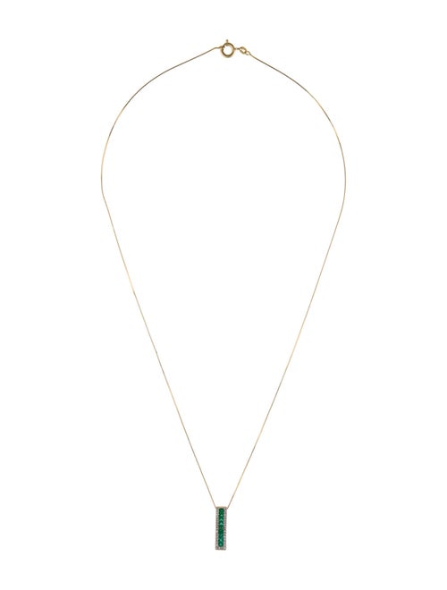Pendant 14K Emerald & Diamond Pendant Necklace