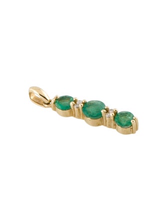 Pendant 14K Emerald & Diamond Stack Pendant