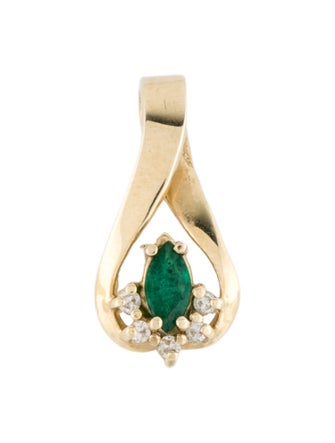 Pendant 14K Emerald & Diamond Pendant