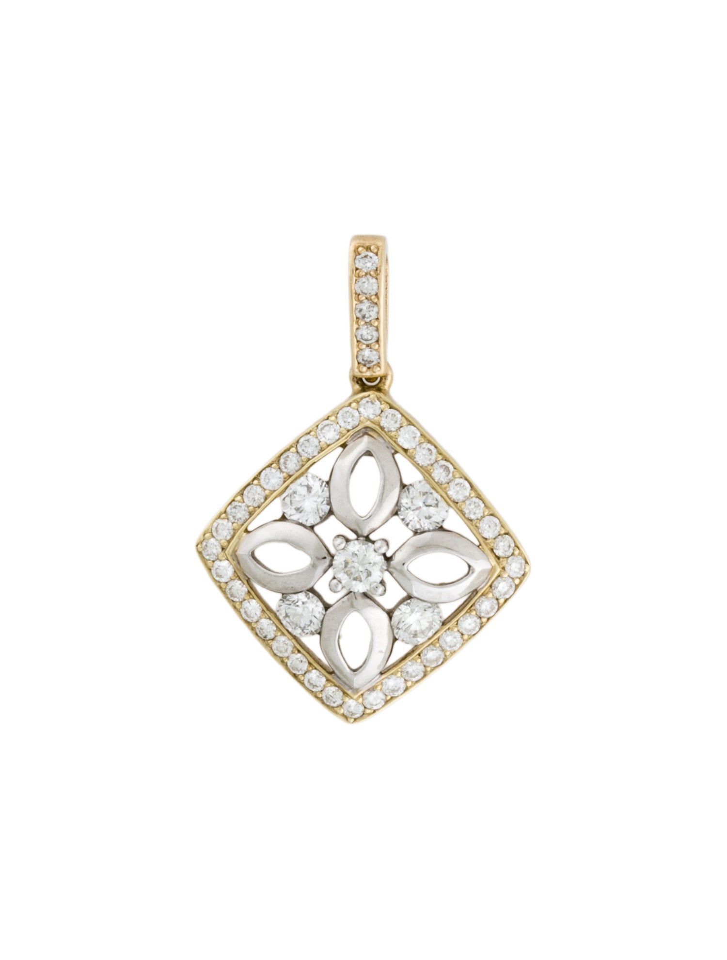 Pendant 14K Diamond Cutout Square