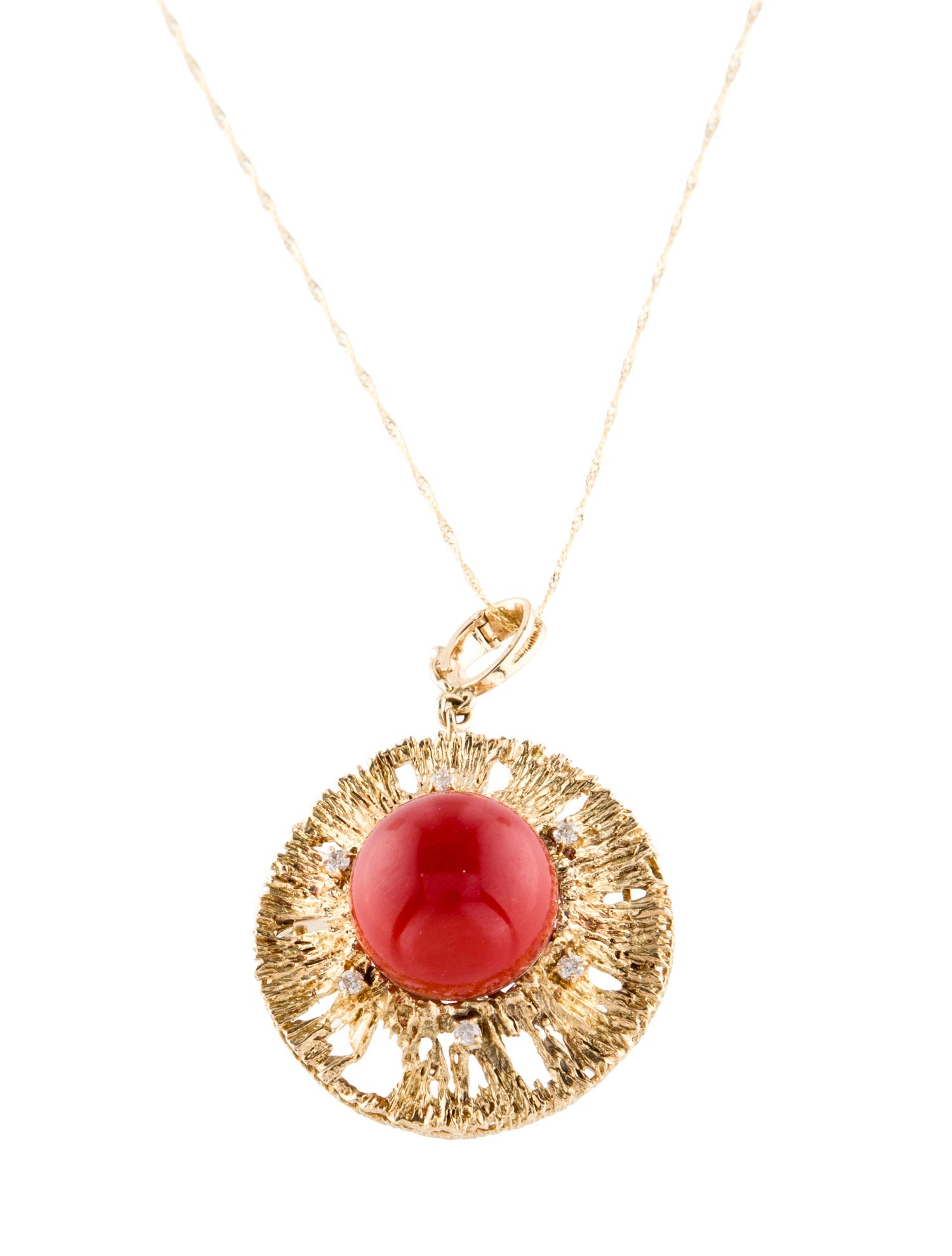 Pendant 18K Dyed Coral & Diamond Convertible Necklace