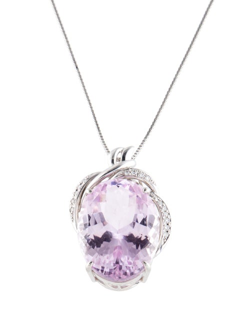 Pendant Platinum 31.89ct Kunzite & Diamond Pendant Necklace